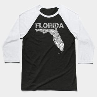 Mandala art map of Florida with text in white Baseball T-Shirt